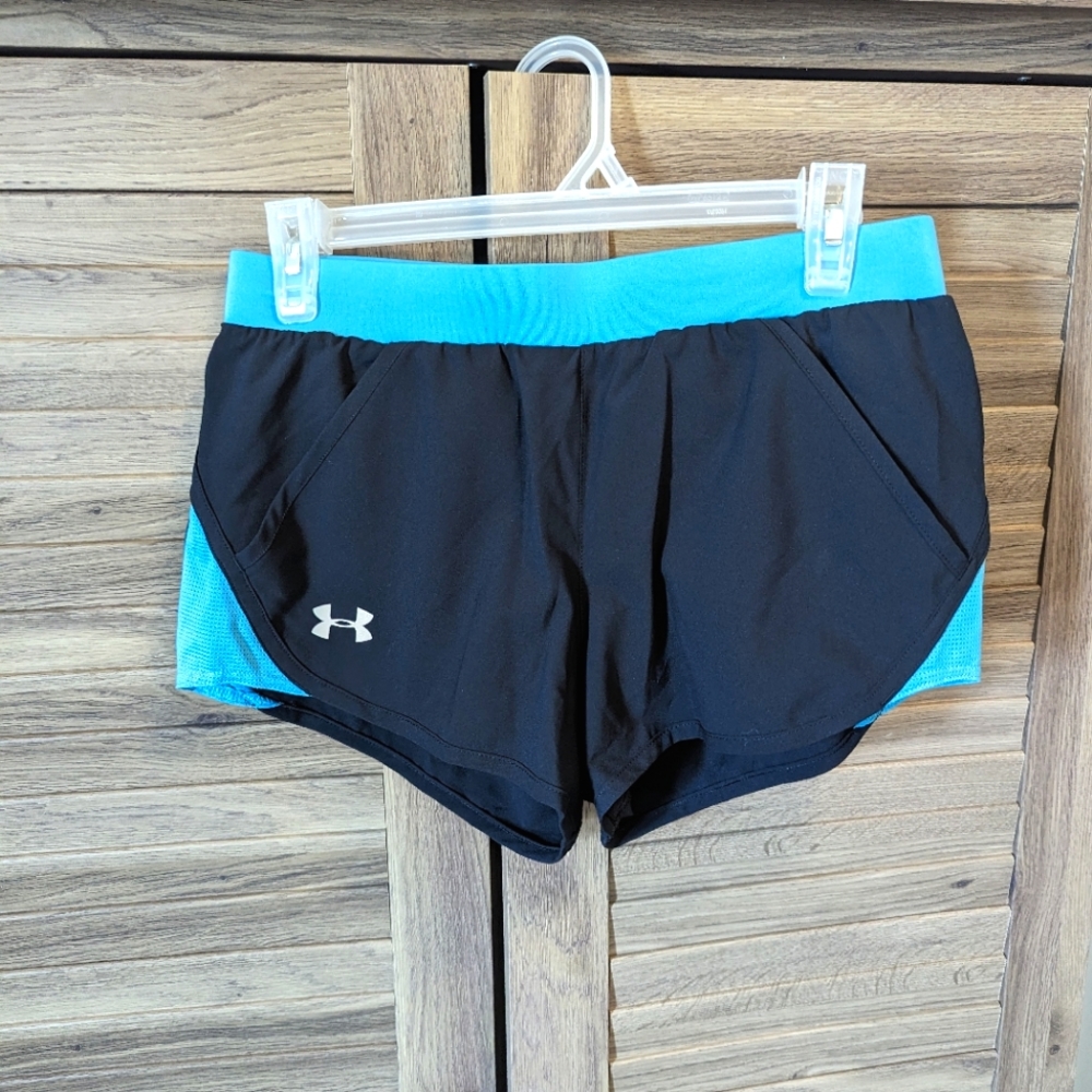 Under Armour NWOT size S running shorts black and teal